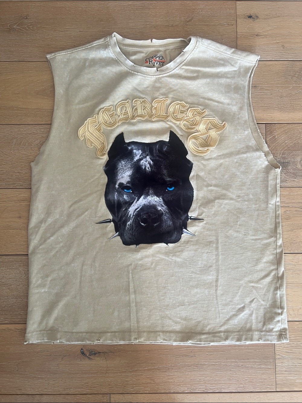 Copper Rivet Sleeveless Cutoff Dog Graphic Tee